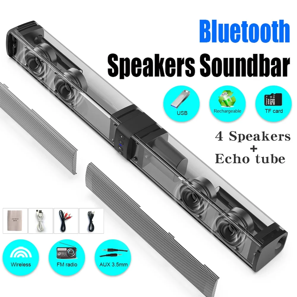ワイヤレスコラムサウンドバー Bluetooth スピーカー強力な 3D 音楽サウンドバーホームシアター Aux 3.5 ミリメートル RCA TF カードテレビ PC カイシャデソム