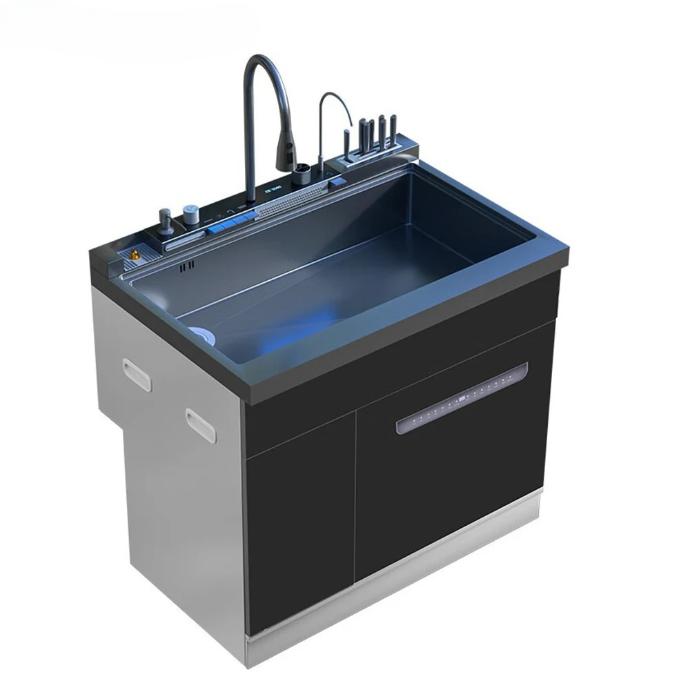 一体型シンク 食器洗浄機 業務用カウンタートップ スマート一体型キッチンシンク 消毒 一体型キャビネット 組み込み型インテリジェント