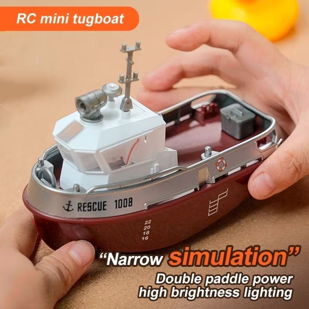 1:32 スケール RC タグボート電動水上バイク LED ライトリモートコントロール船長期的なデュアルモーターミニ RC ボート子供のための