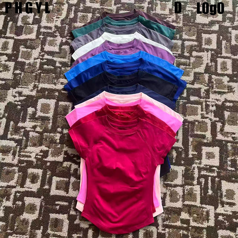 PHGYL インパクト半袖トップシームレスヨガレオタード服女性ジム Tシャツワークアウトランニングシャツフィットネススポーツベスト