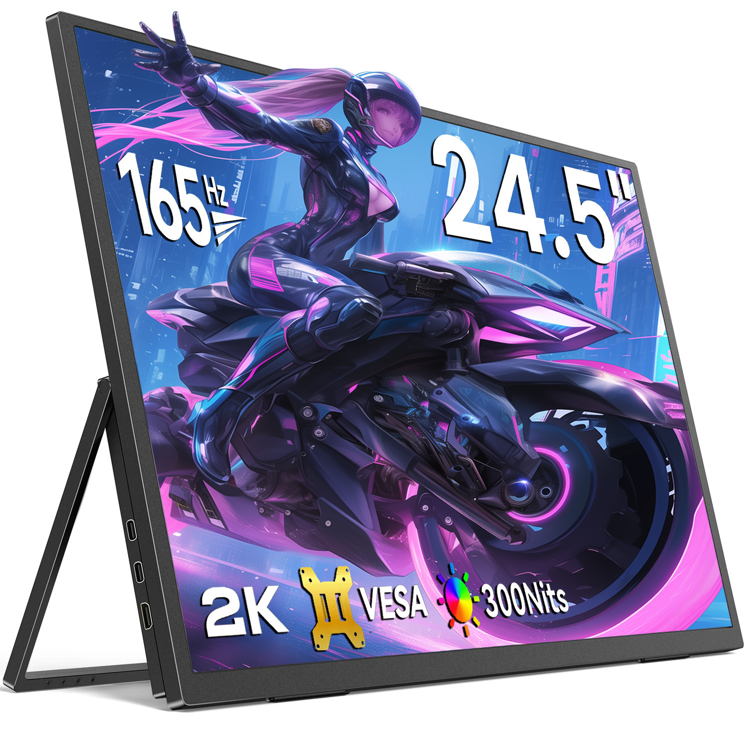 24.5 インチ 2K 165Hz ポータブル モニター 2560*1440P 100%sRGB ゲーム ディスプレイ VESA