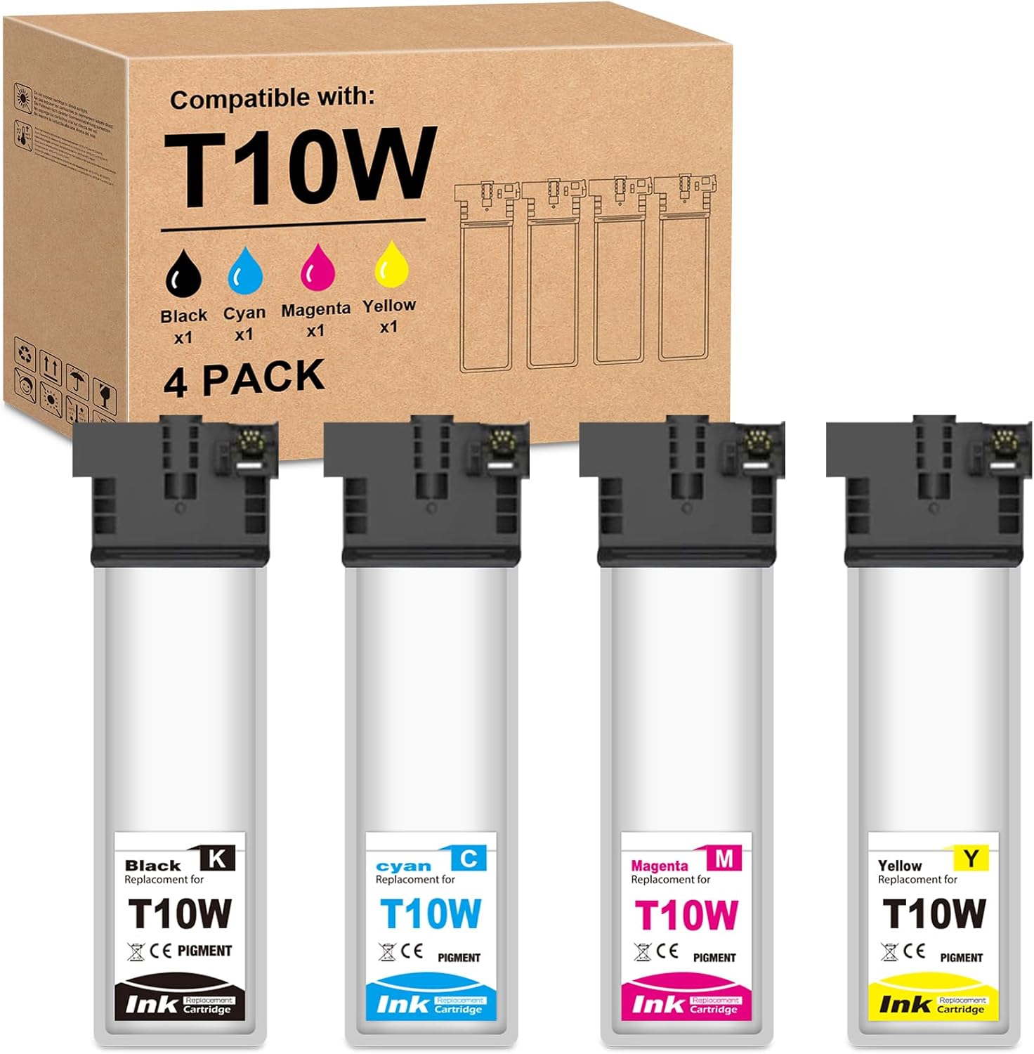 T10W インク カートリッジ、T10W100、T10W200、T10W300、T10W400 と互換性があり、Epson WF-C5390 および WF-C5890 プリンターに適しています。