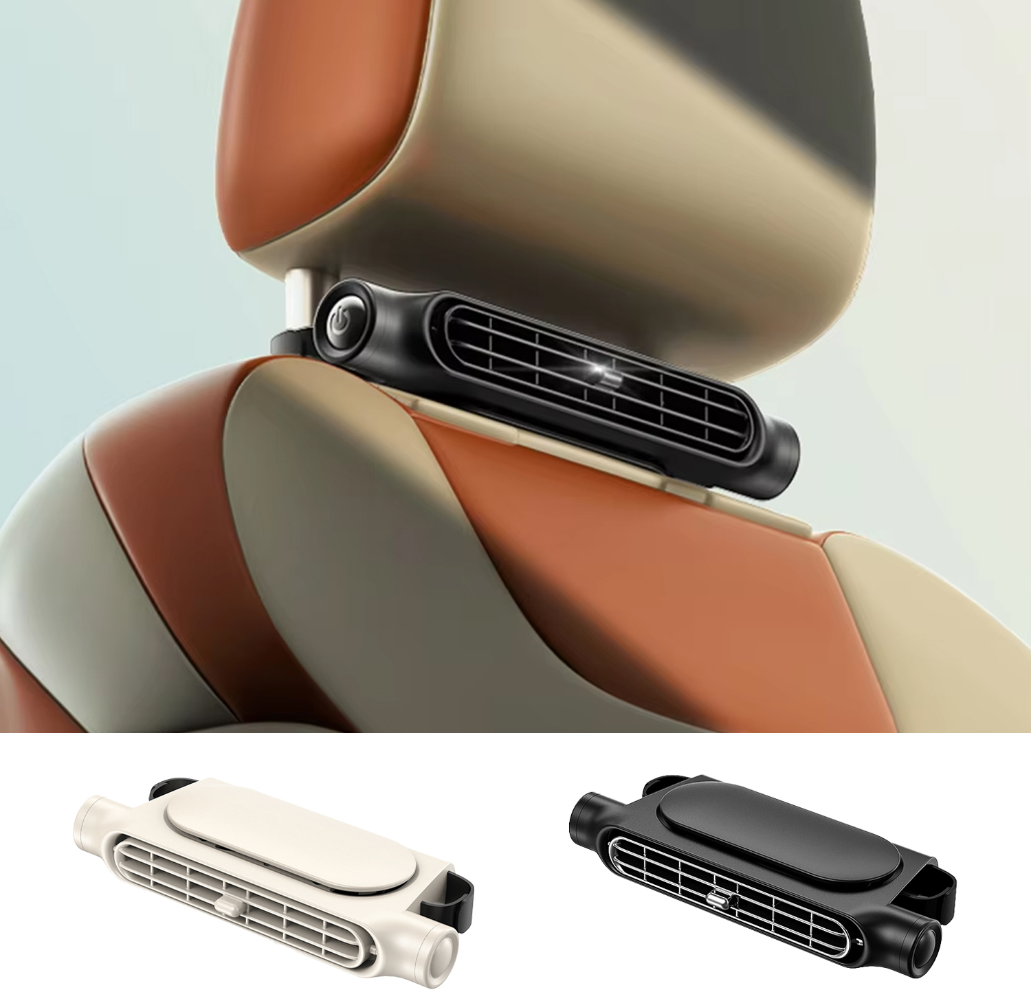 5V/2A ヘッドレストシート冷却ファンポータブルカーシートファン 3 速度調整可能な冷却カーインテリアアクセサリー USB/3000mAh バッテリー