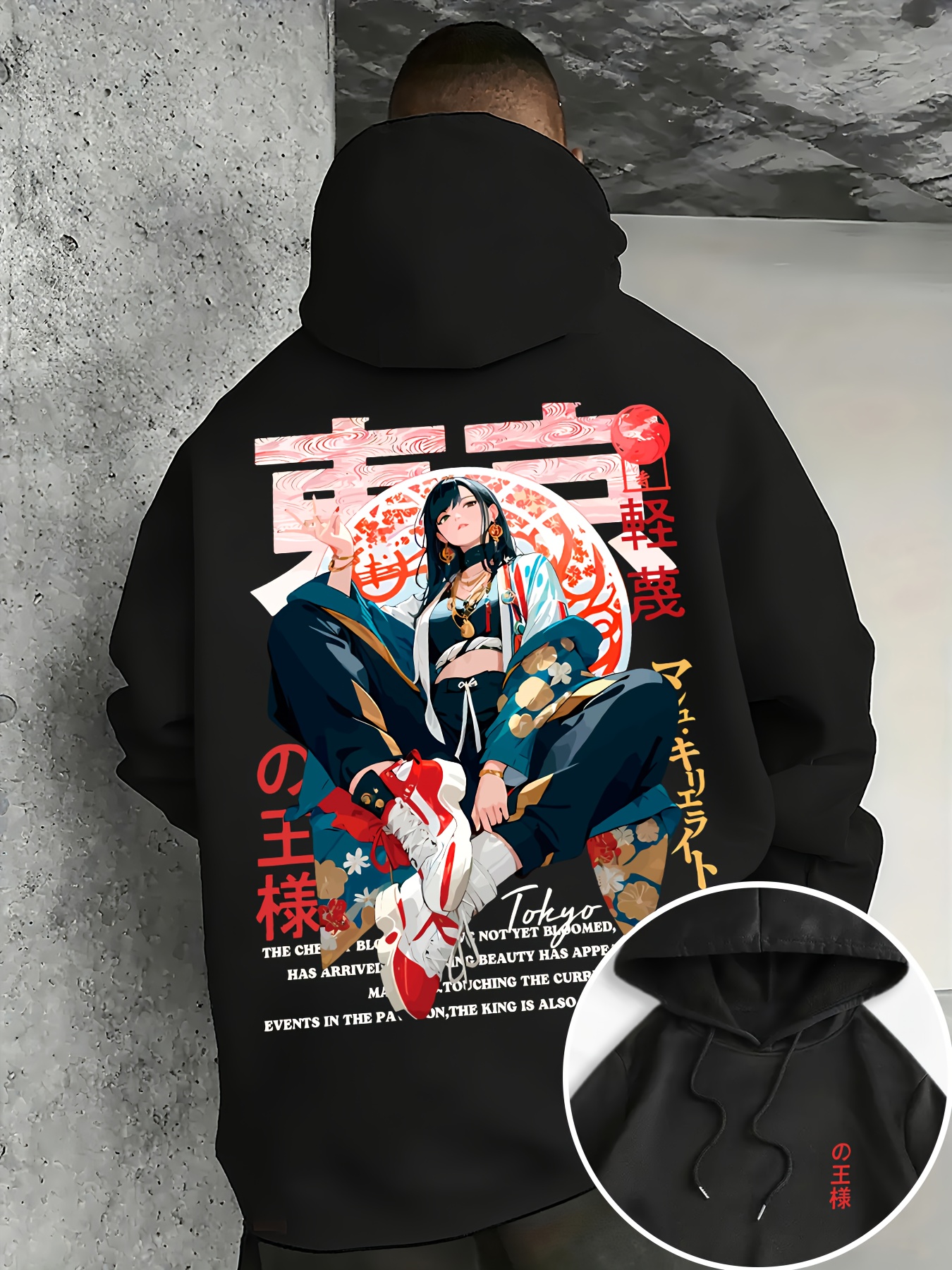 男性日本のアニメガール東京グラフィックパーカー秋冬ルーズプルオーバートレーナーストリート長袖フード付きカジュアルトップ