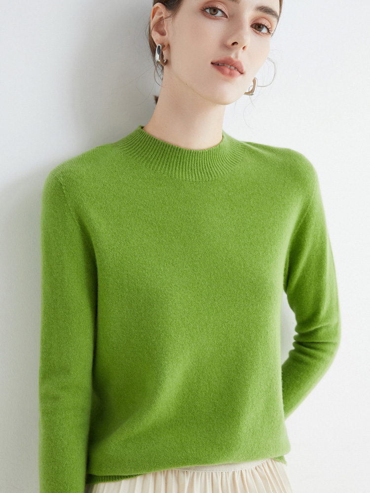 女性 100% メリノウールセーター秋冬ファーストラインシームレスハーフハイカラープルオーバーベーシックトップ OL ソリッドソフトカシミヤ