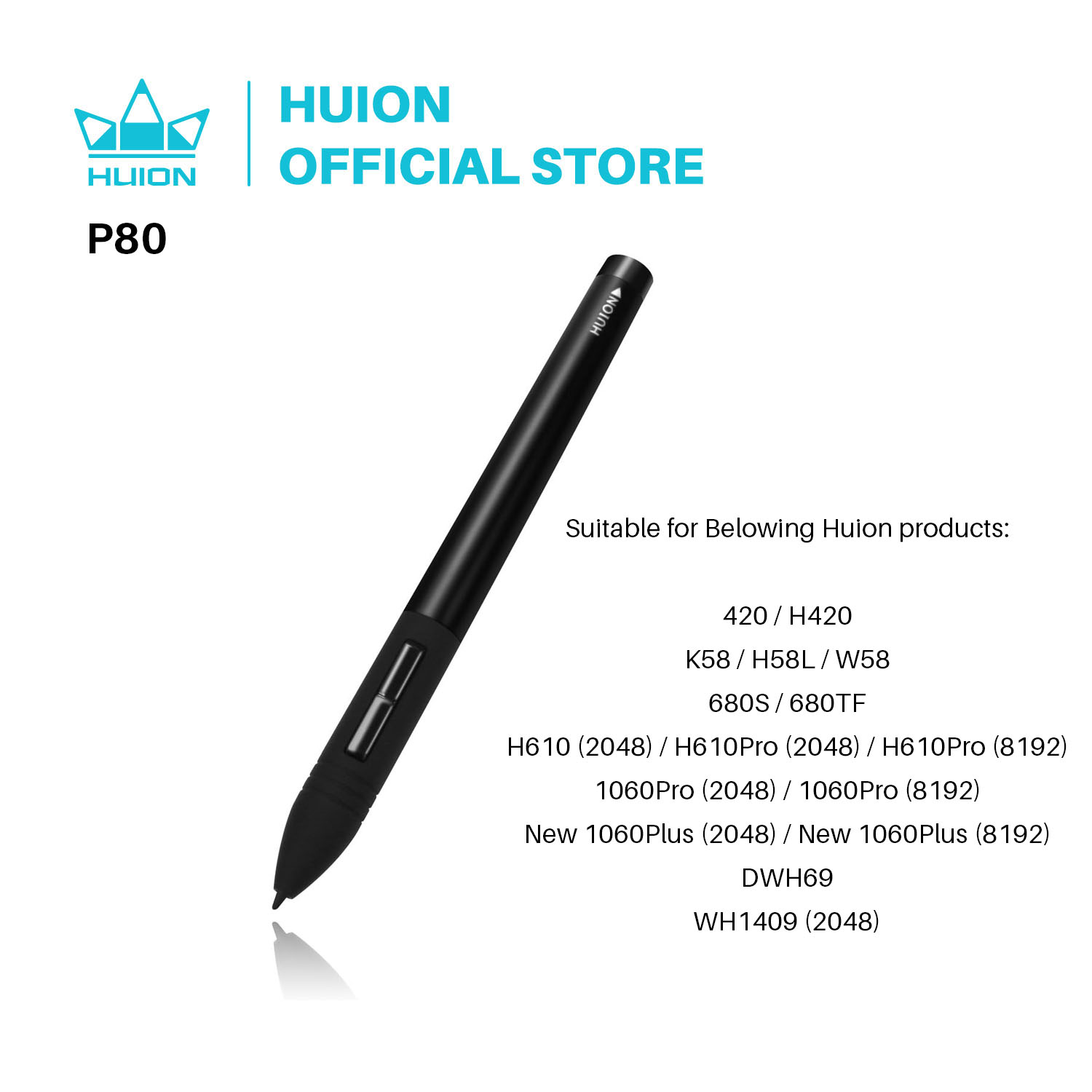 HUION PEN80 グラフィック タブレット ペン デジタル ペン 充電式ペン ブラック--P80