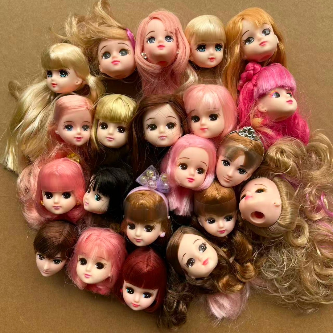 ジェニーリカちゃん 1/6 人形ヘッドカラフルなロングヘア女性人形ヘッド DIY 人形ドレッシングフィギュアギフトおもちゃ