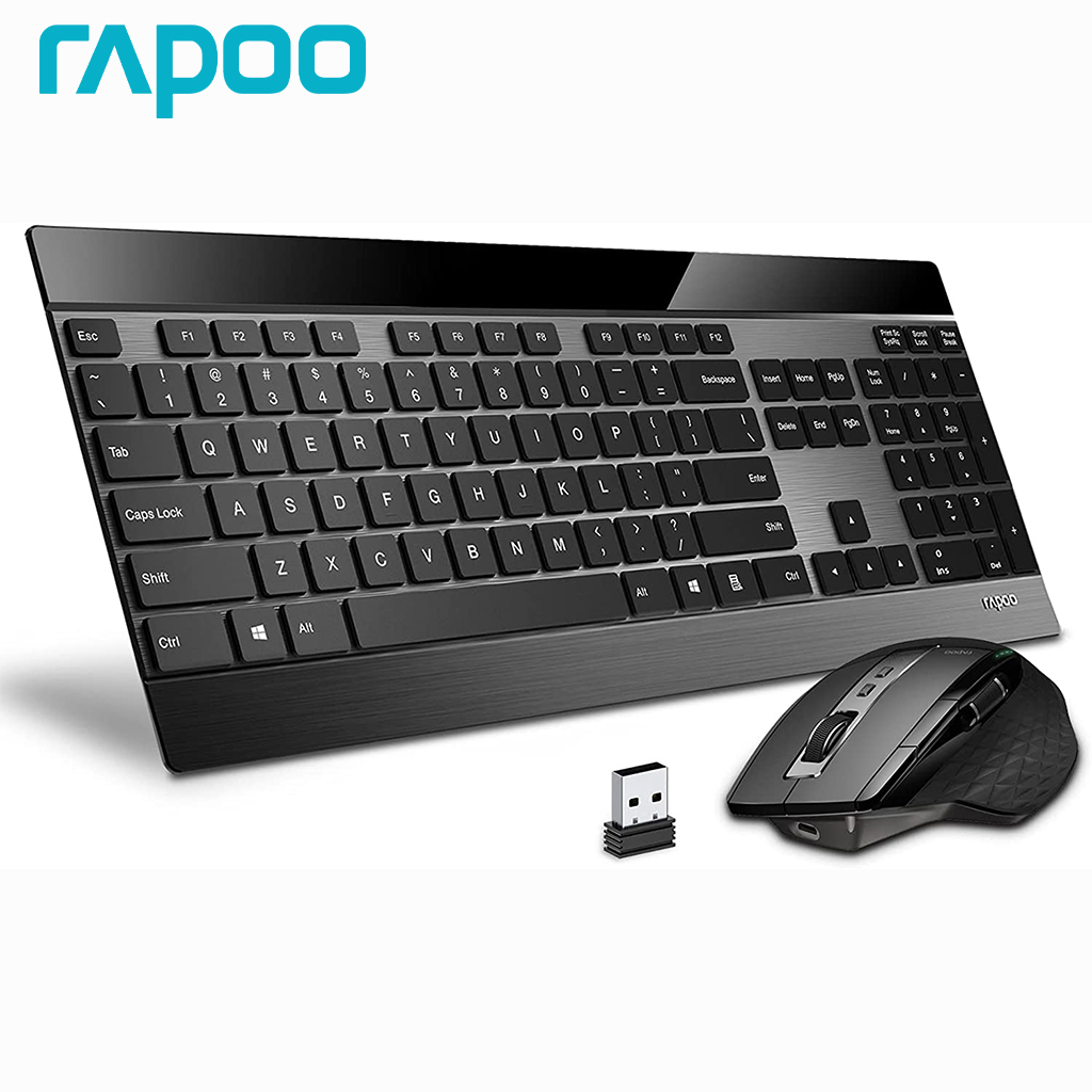 Rapoo 9900M マルチモード Bluetooth ワイヤレス キーボードとマウスのコンボ 最大 4 台のデバイスを接続 超スリム キーボードとレーザー マウス