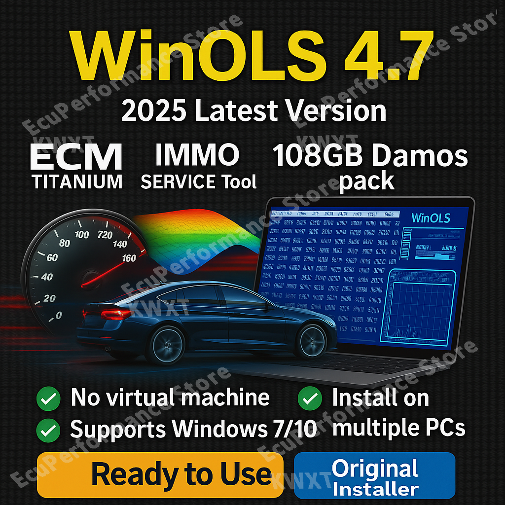 Winols 4.7 ECM チタン 26100 ECU プログラミングツールソフトウェア 93 ギガバイト Damos ファイル Immo サービスツール V1.2 学習ビデオ GUID