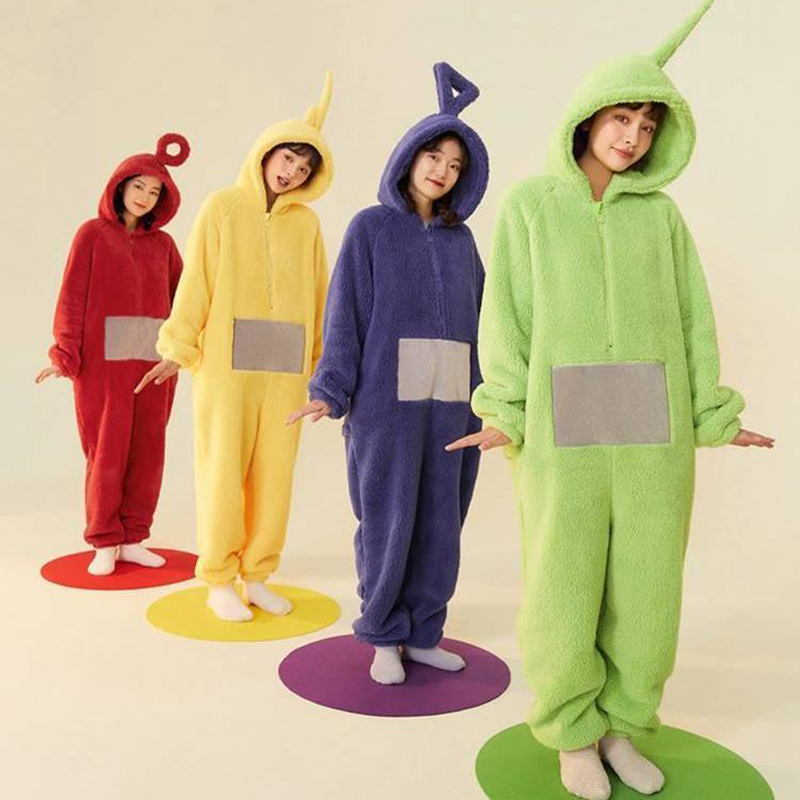 ハロウィンコスプレ大人の子供のためのコスチュームホームウェアおかしいティンキーウィンキーアニメ Laa-Laa Po ソフト長袖ピースパジャマ衣装