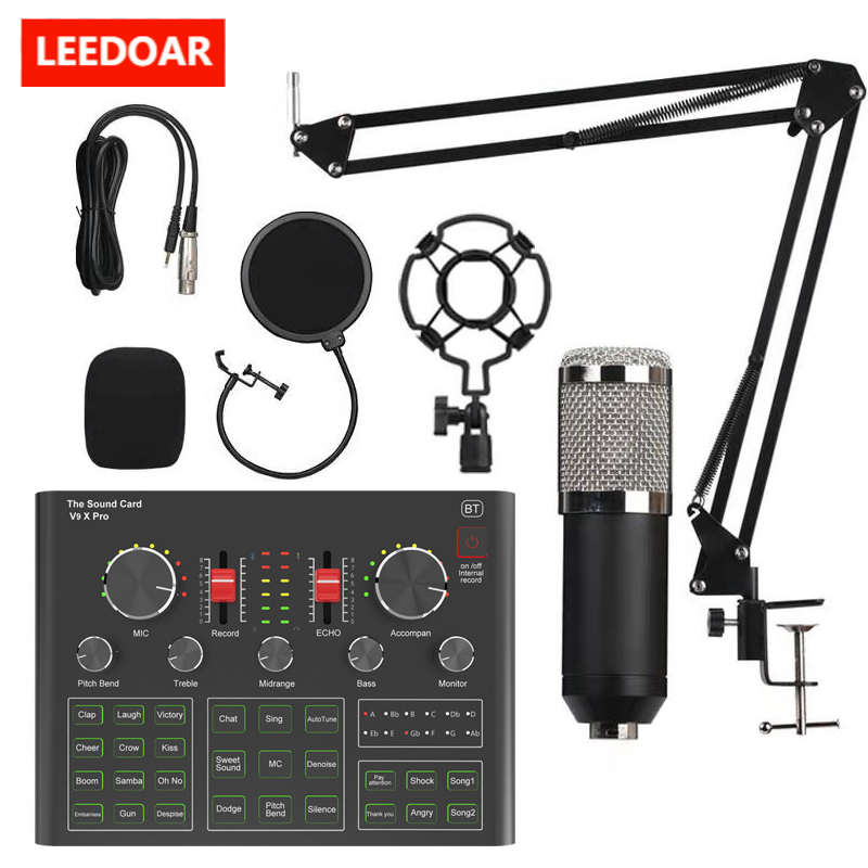 V9XPro BM800 サウンドカードスタジオ音楽セットミキサーノイズリダクションポータブルマイク音声ライブブロードキャスト電話 PC 録音用