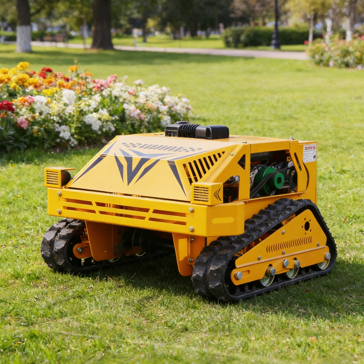 農業林業公園用のカスタマイズされた頑丈なフレイルモアリモートコントロール追跡芝刈り機