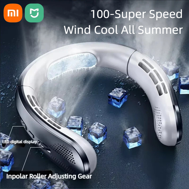 Xiaomi 8000mAh 電気吊り首ファンポータブルブレードレスミニ充電式ミュート LED デジタルディスプレイ空気クーラー屋外用