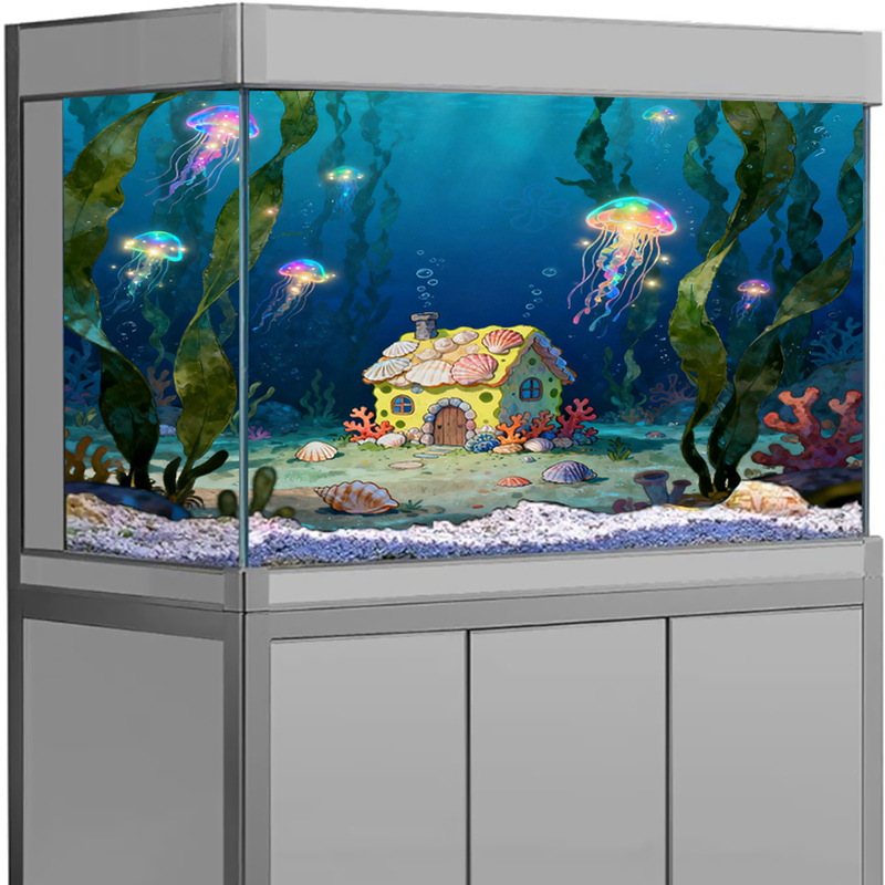 水槽の装飾水族館の背景ステッカークラゲ印刷壁紙水槽の背景装飾 PVC 水族館アクセサリー