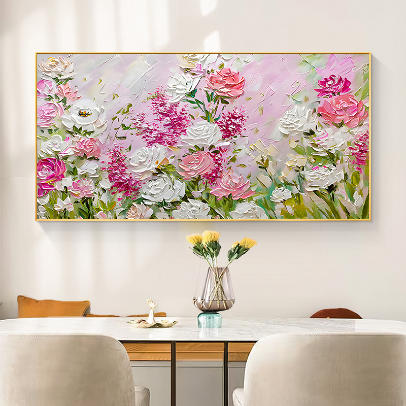 大型壁アート 100% 手作り油絵キャンバス現代抽象花絵絵画リビングルーム家の装飾