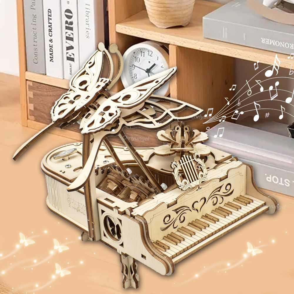 3D 木製パズルオルゴールピアノモデルキット DIY 組立楽器構築キット家の装飾工芸品ギフト大人子供のため