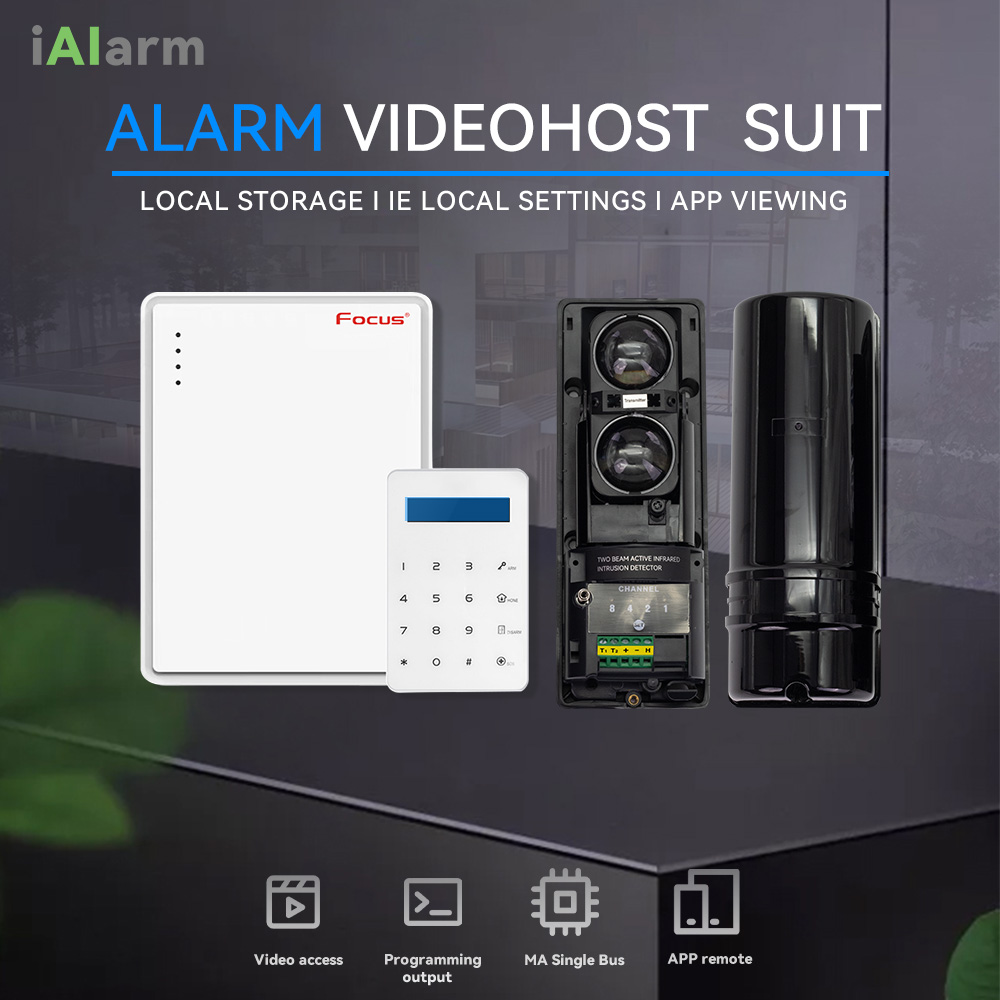 iAlarm デュアルビーム赤外線センサー警報システムスーツ、100 メートル有線バリア検出器、家庭用盗難セキュリティ 433MHz