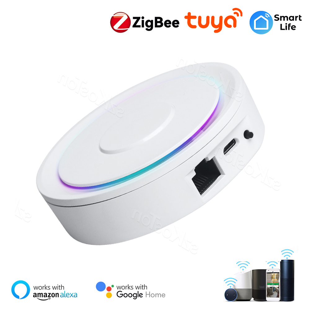 Zigbee ゲートウェイ Tuya スマート ホーム ブリッジ Zigbee 3.0 メッシュ ハブ ネットワーク ケーブル ソケット付き有線接続は Alexa Google で動作します
