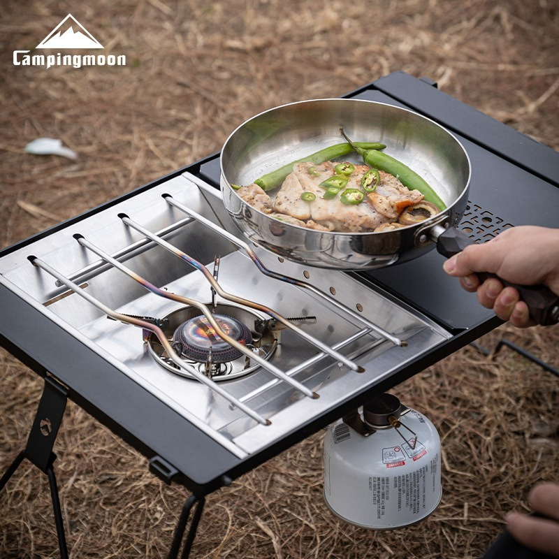 CAMPINGMOON ステンレス製 韓国式炉プレートフレーム キャンプ 沈み込み 防風 IGT 一台分炉プレート CK-25PG