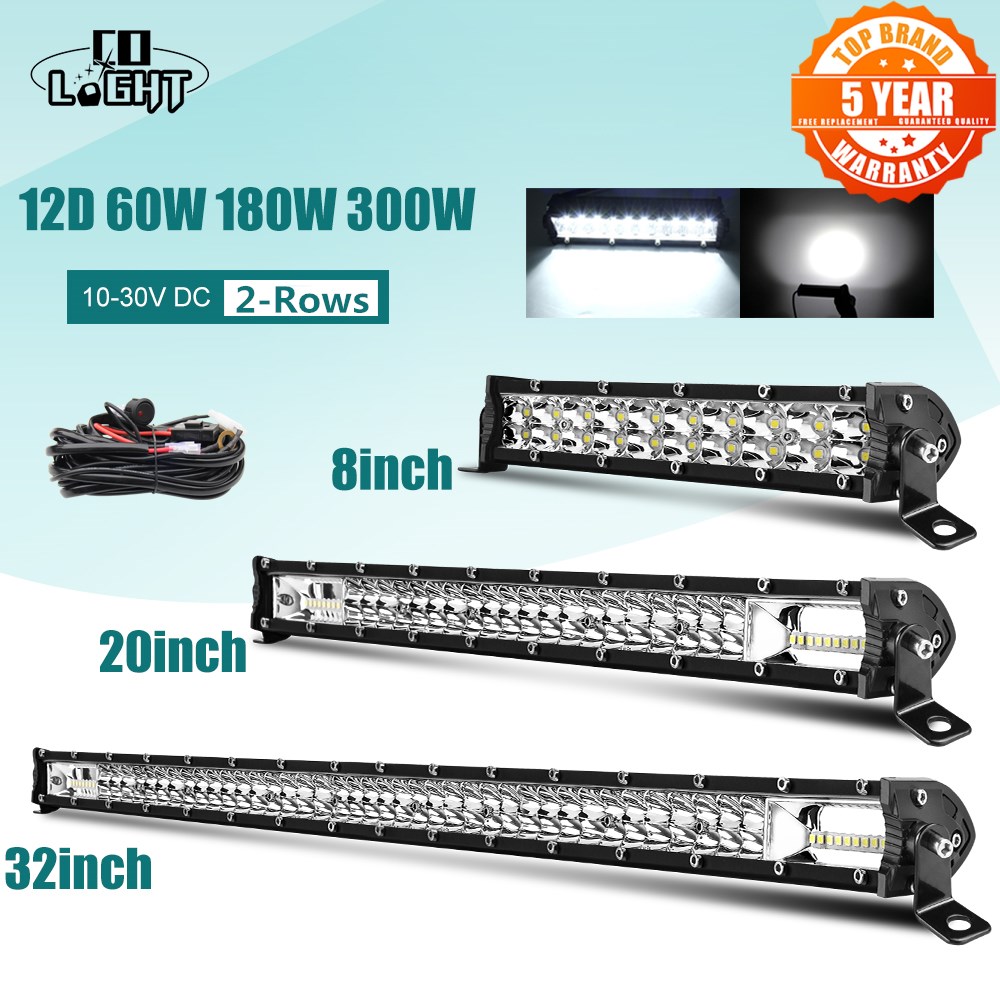 CO LIGHT スーパースリム 12D 8 "20" 32" LED バー スポットフラッドビーム LED ライトバー トラクター ボート オフロード使用 4x4 トラック SUV 12V 24V