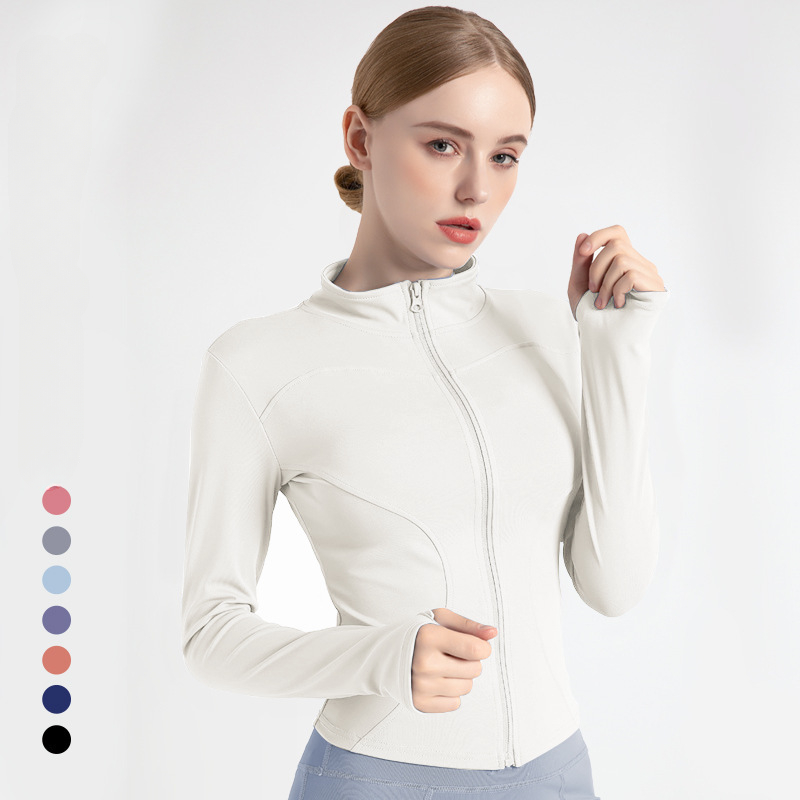 2026 春夏の新女性のフィットネスジャケット速乾性襟ヨガ服長袖通気性スポーツサイクリングトップ