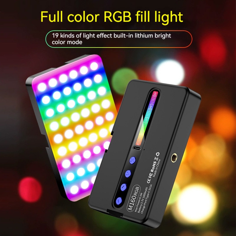 Andoer M160 RGB LED ビデオライト 2700-6500K ハンドヘルド写真補助ランプ CRI95 内蔵 1800mah コールドシューズ Vlog ポケットランプ