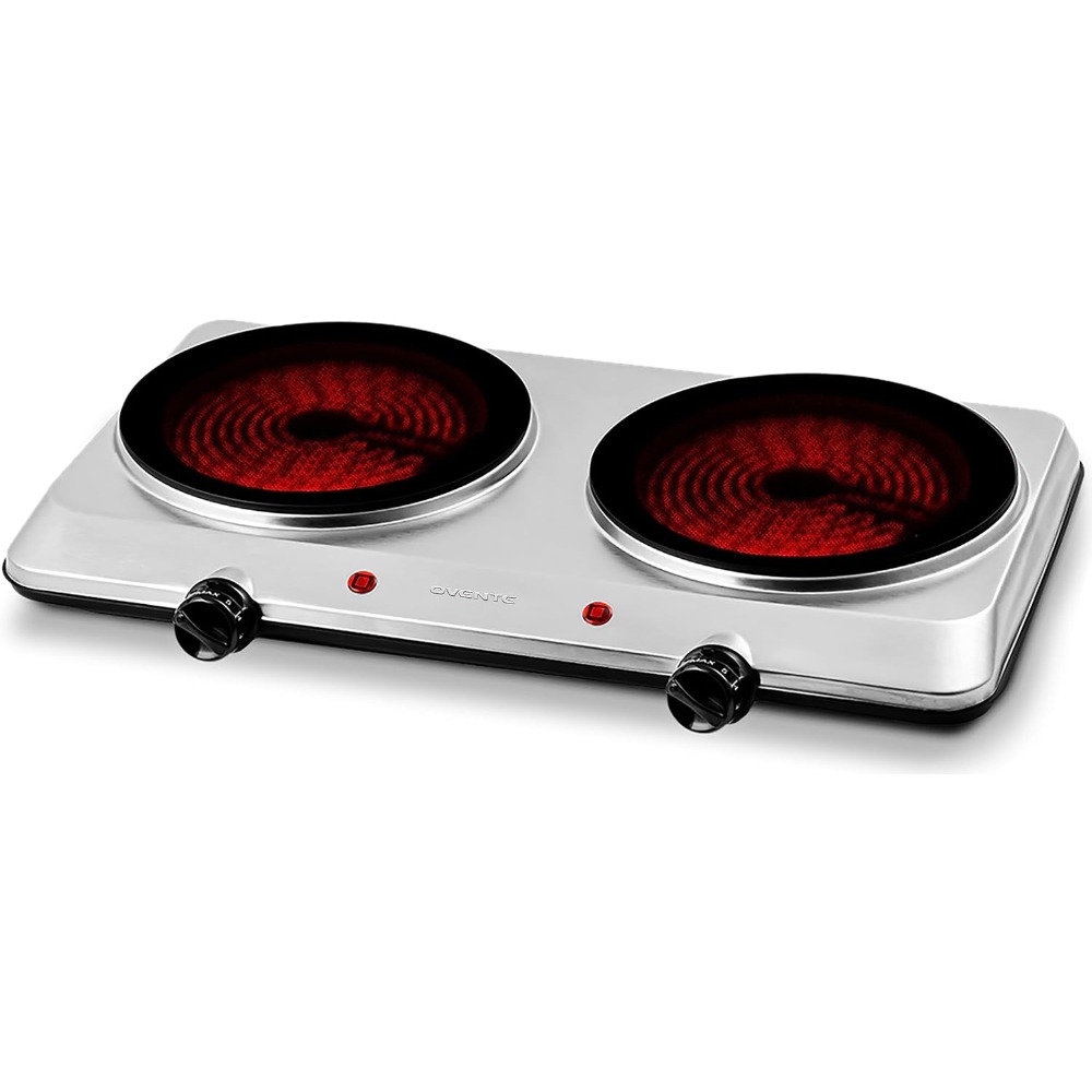 カウンタートップ赤外線ダブルバーナー電気ホットプレートポータブルストーブ 7.5 インチセラミックガラスクックトップ 6 温度設定