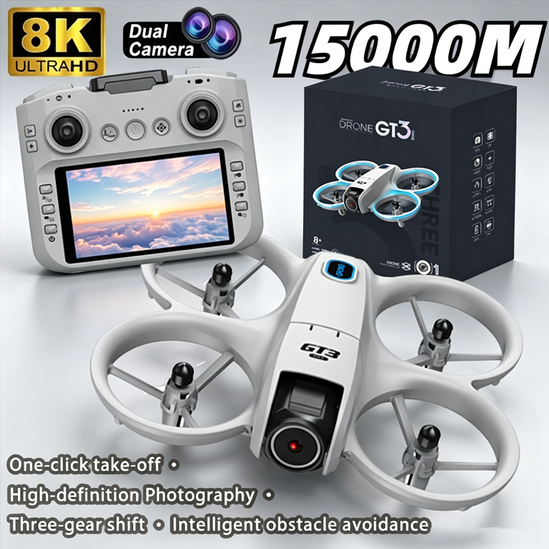 2026 新しい GT3 最大ドローン 8K HD 3 カメラ GPS ブラシレスオプティカルフロー障害物回避 4.3 インチ大画面 UAV RC 18000M ギフト