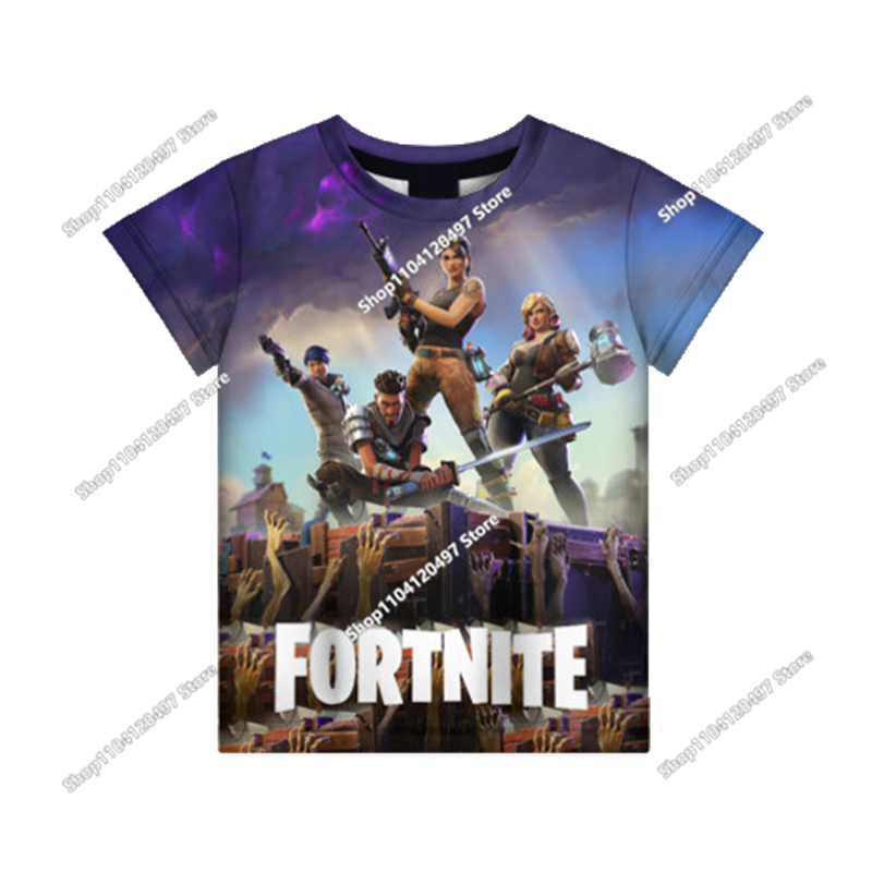夏のファッションフォートナイトマスコット 3D プリントキッズ Tシャツカジュアル Tシャツ男の子女の子ユニセックス子供服 Tシャツトップス