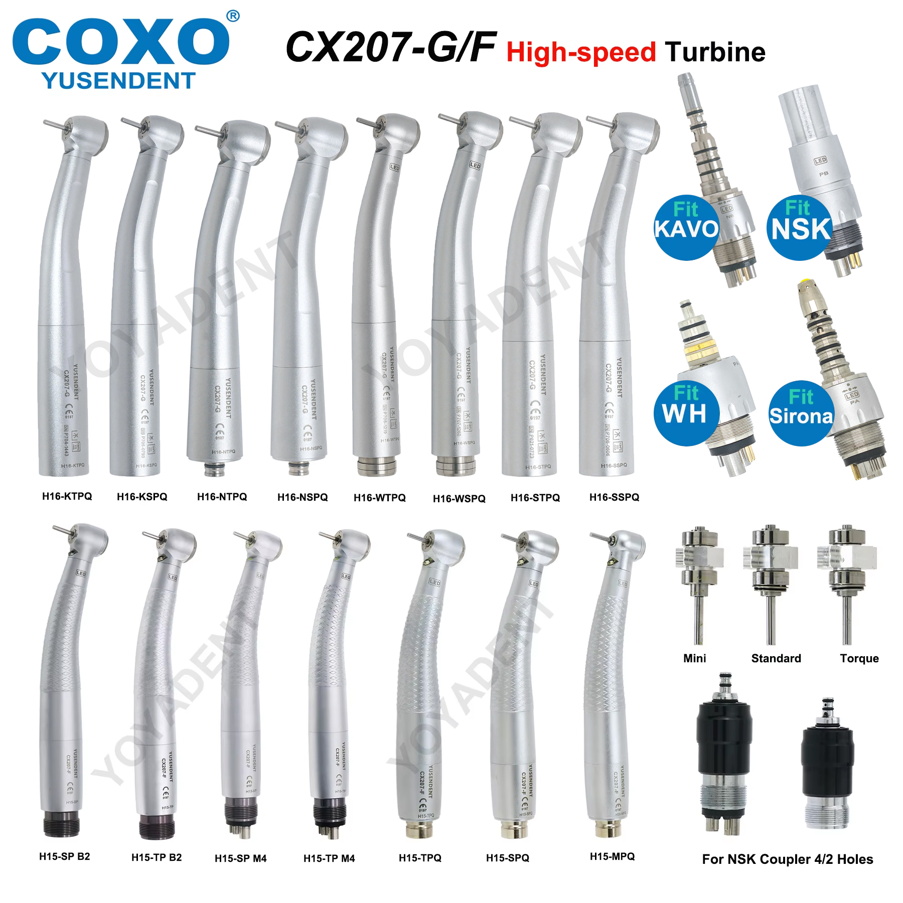 COXO 歯科ハンドピース光ファイバー高速タービン E ジェネレーターミニ/標準/トルクヘッド 6 ピンカプラーフィット KAVO NSK WH シロナ