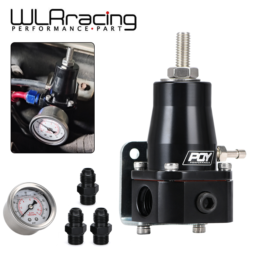 WLR - ユニバーサルブラック燃料圧力レギュレーターホワイトオイルゲージ付き 3 ピース AN6 継手 30-70 PSI WLR7845