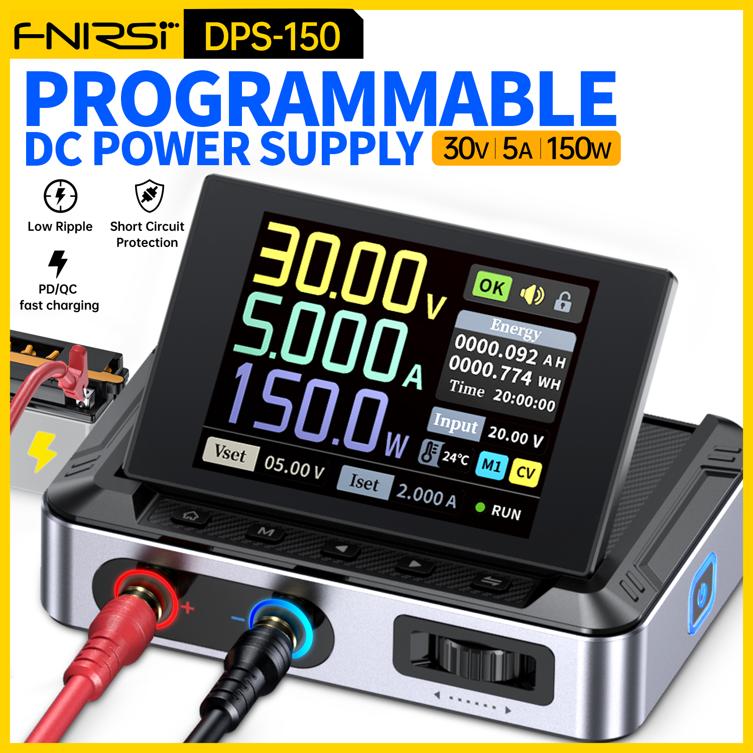 FNIRSI DPS-150 プログラマブルCNC DCスイッチング電源 30V 5A 可変電圧レギュレータ 実験室用ベンチ電源