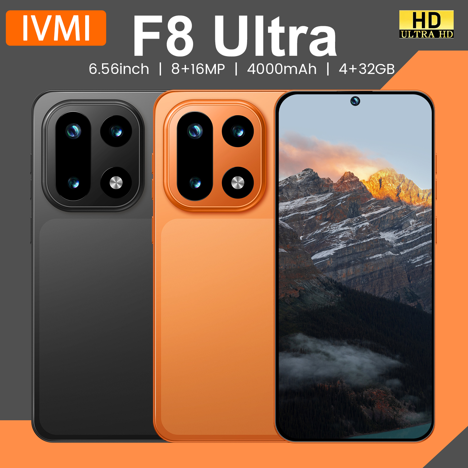 IVMI F8 ウルトラスマートフォン Android 12 6.56 インチ画面 4 32 ギガバイト 8 16MP 携帯電話 4000mAh Google Play ストア電話