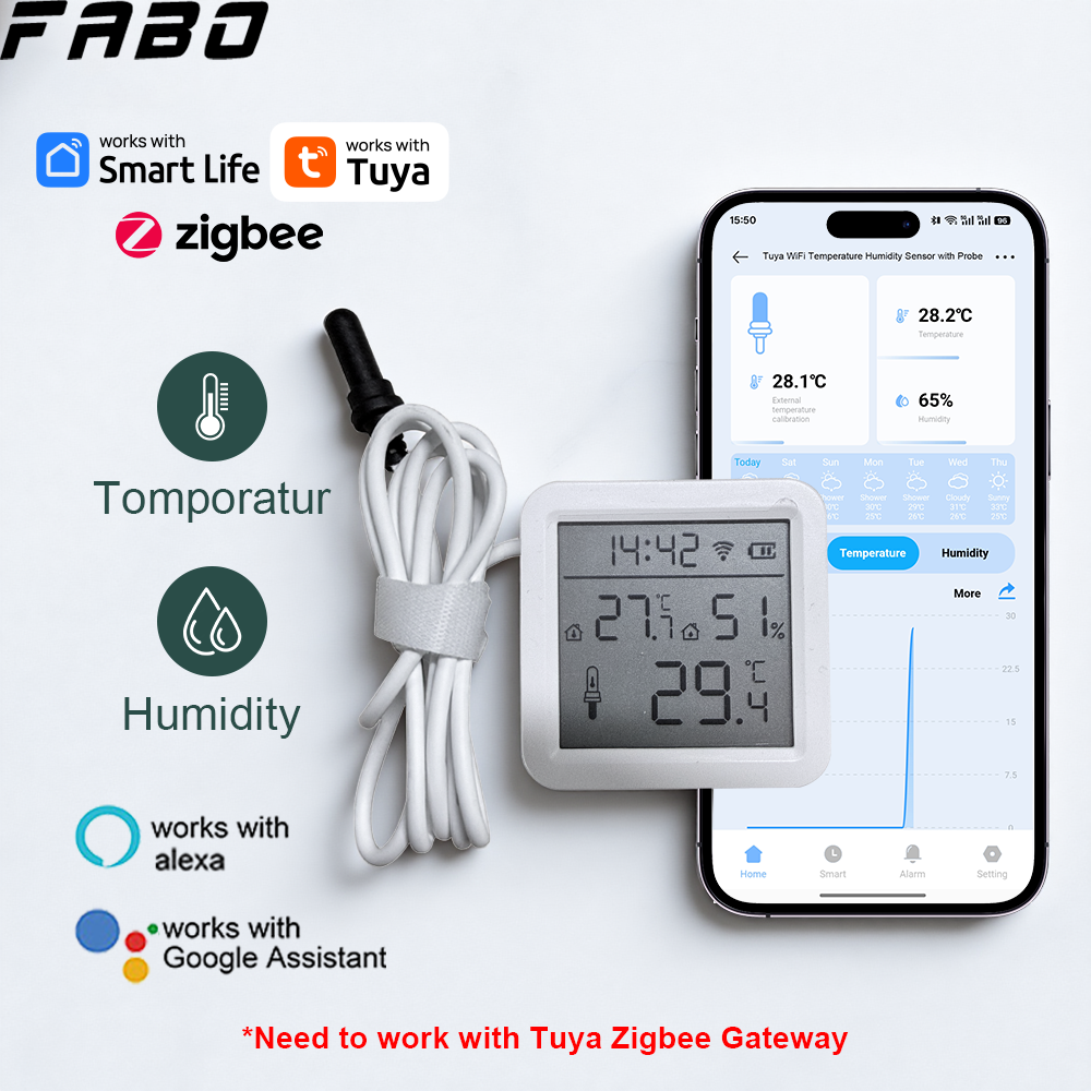 最新の画面表示 WiFi/Zigbee 温湿度計 Tuya スマート環境ゲージ外部プローブ APP リモートデータビュー
