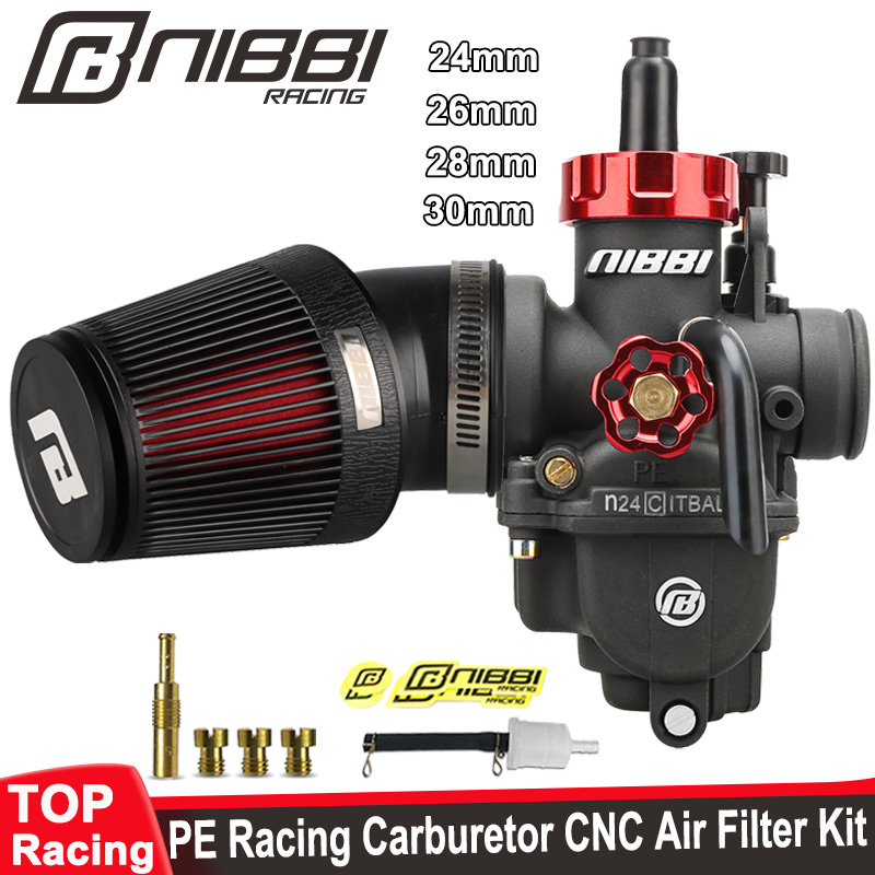 NIBBI PE キャブレターセット CNC エアフィルター付き PE24/26/28/30 ミリメートルパワーキャブレタージェットヤマハホンダスズキ 2T4T オートバイ ModifiedPart