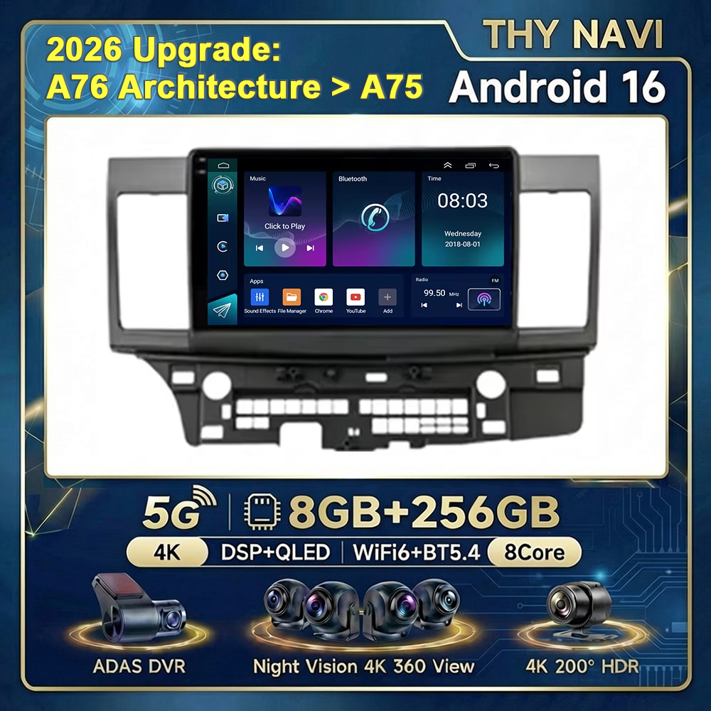 アンドロイド 16 三菱ランサー 10 CY 2007 - 2017 カーラジオマルチメディアプレーヤーナビゲーション Carplay ステレオスピーカーヘッドユニット BT