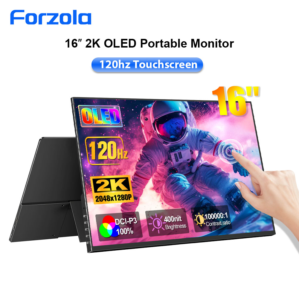 FORZOLA 16 インチ 2K 120Hz OLED ポータブルモニター 16:10 外部セカンドタッチスクリーン HDMI ゲームディスプレイ Mac ラップトップ電話 PS4 Xbox