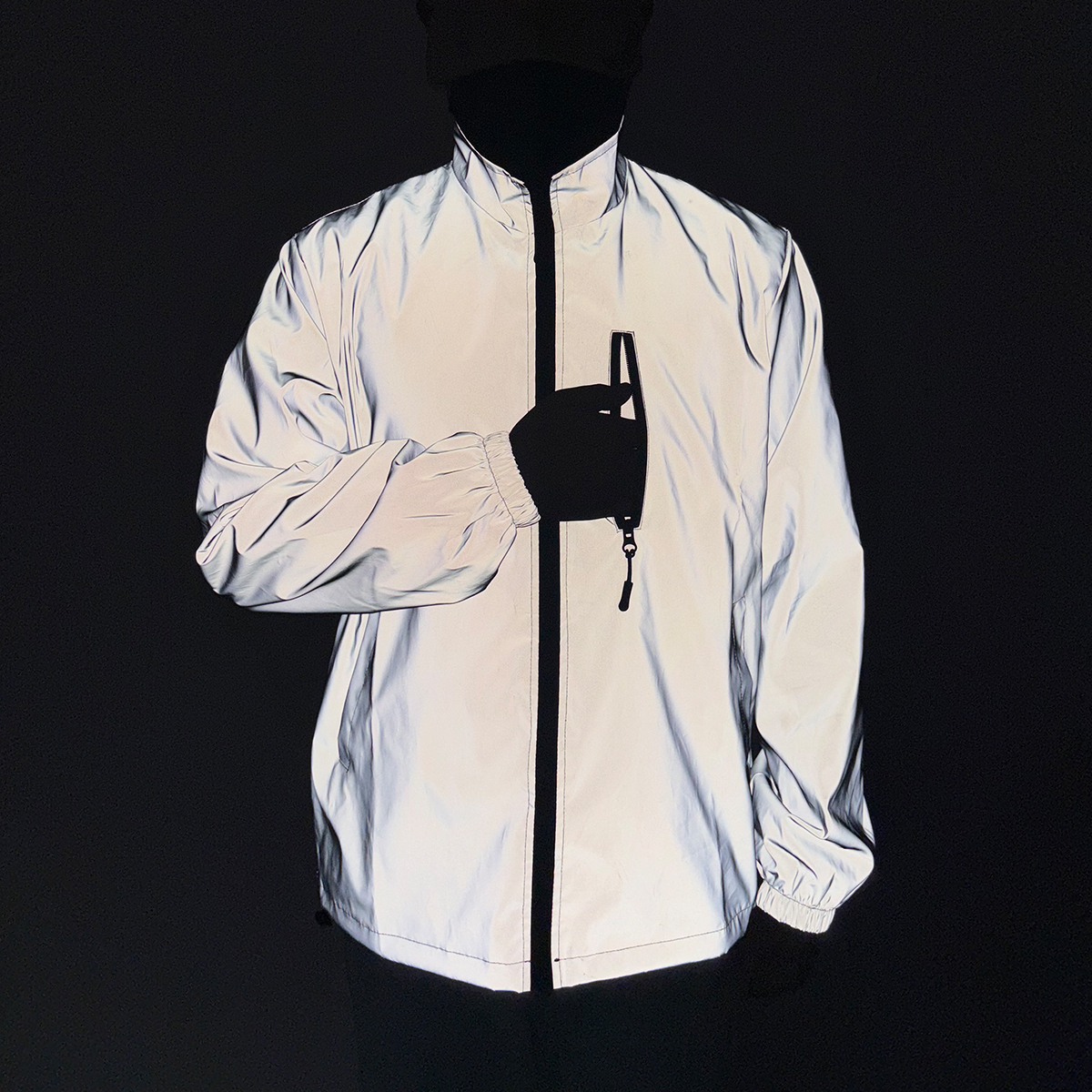 春ジャケットメンズ緩い反射安全服アウトドアサイクリングジョギングファッションスタンドカラー防風コートストリート