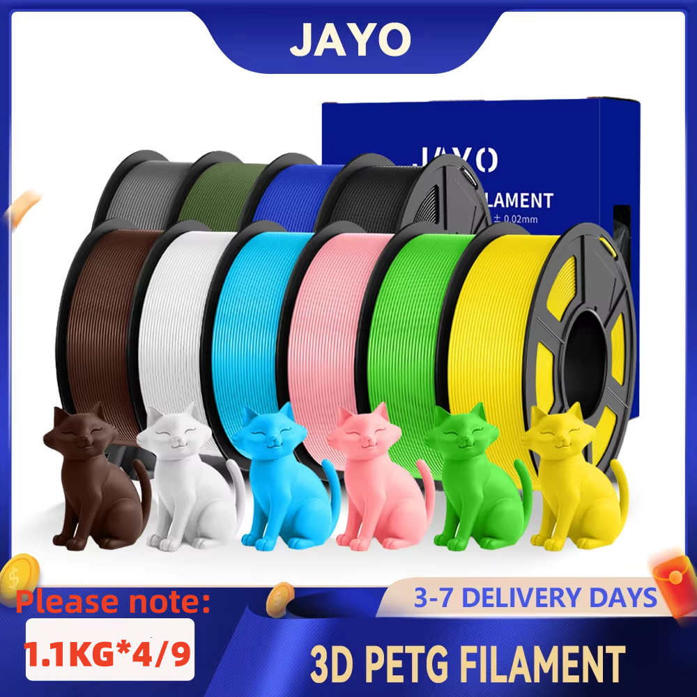 JAYO 3D PETG/PETG クリア 3D プリンタフィラメント 1.75 ±0.02mm 4/9 ロール高靭性きれいに巻かれたフィラメントほとんどの FDM プリンタに適合
