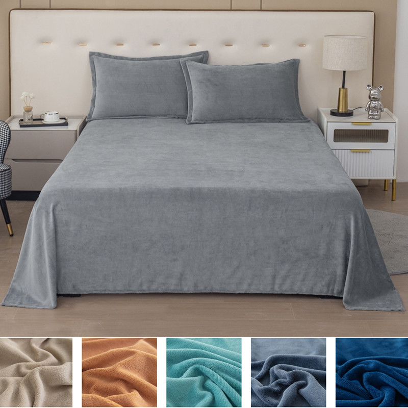 Velvet Flat Bedsheet Skin-friendly Bed Linen Solid Color Flat Sheet Soft Bed Blanket Sofa Towel постельное белье (No Pillowcase)