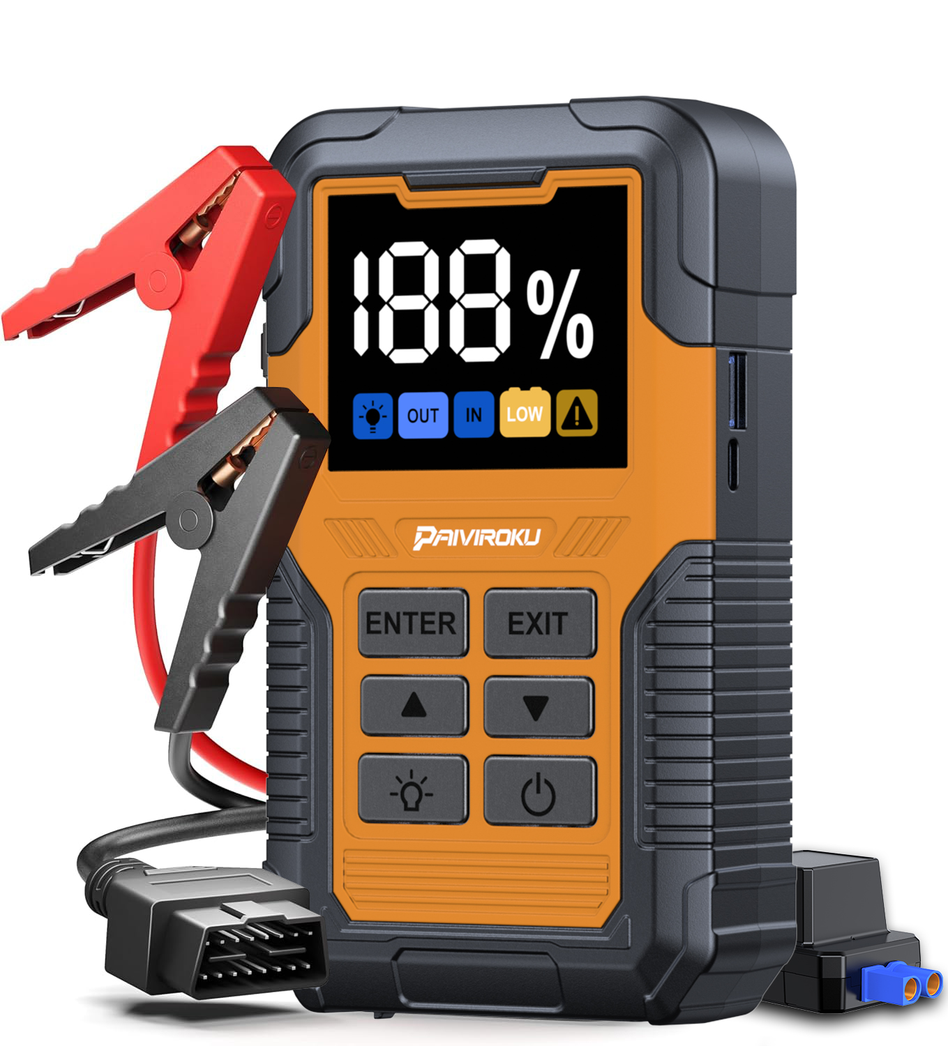 OBD2 スキャナー付き車バッテリージャンプスターター 5000A バッテリージャンパースターター、チェックエンジンライト用コードリーダー、診断ツール