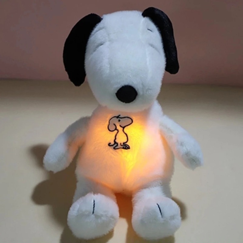 新しい赤ちゃん呼吸なだめるスヌーピー白犬ぬいぐるみ睡眠コンパニオン音楽と光人形感覚ぬいぐるみ子供ギフト