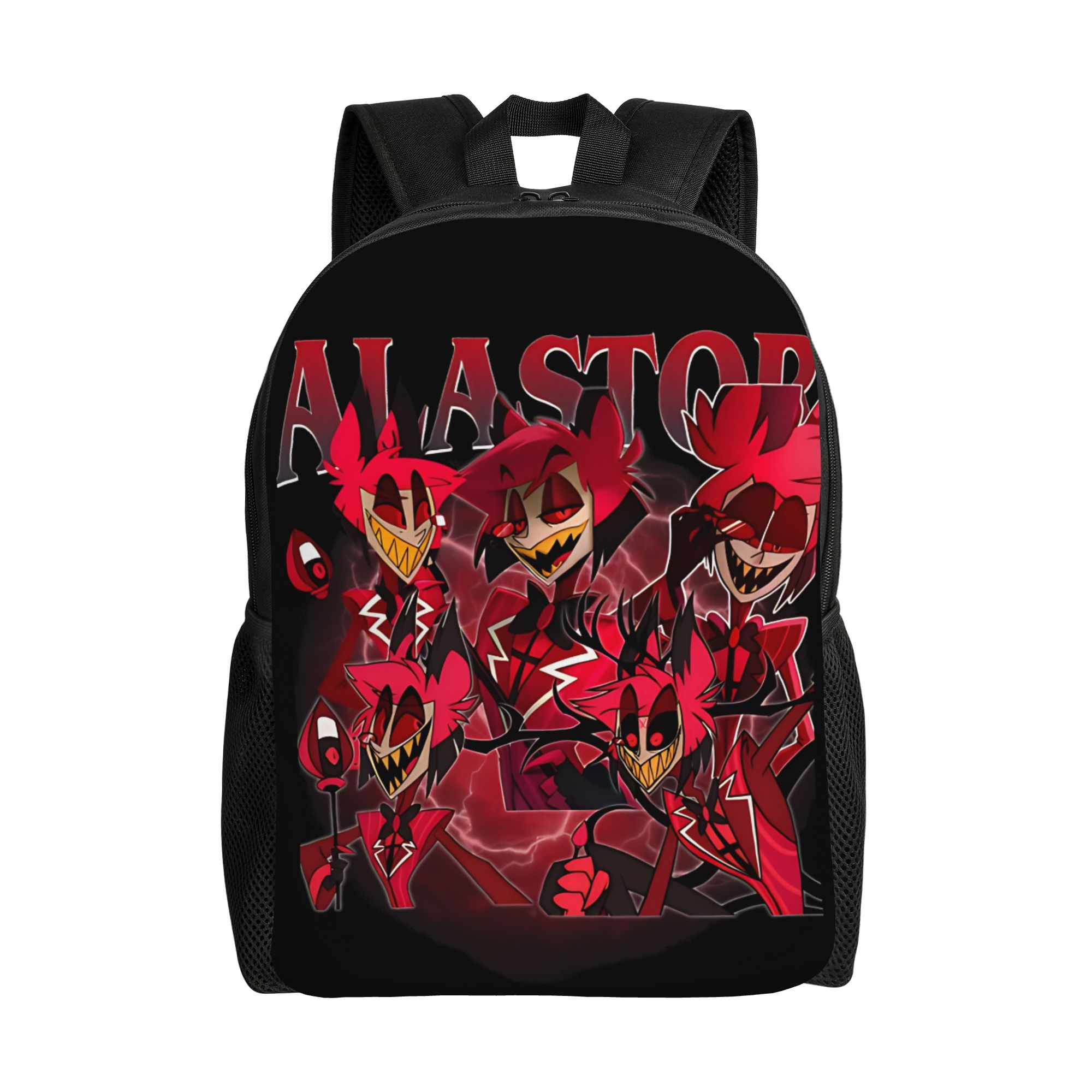 Hazbins ホテル Alastor ヴィンテージ 90 年代バックパックカレッジバックパック女性スタイリッシュな高校バッグデザインビッグリュックサック