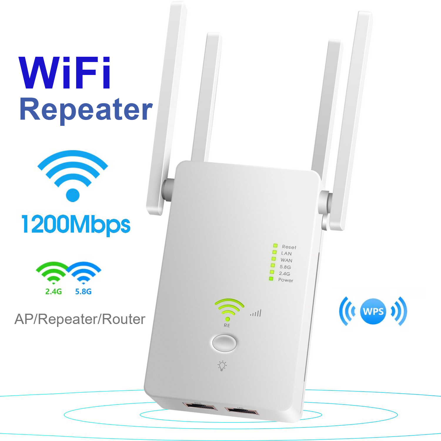 AC1200 ワイヤレス 5G WiFi エクステンダー/ルーター/AP デュアルバンドリピーターブースター信号 802.11AC 長距離 1200Mbps Wi-Fi アクセスポイント