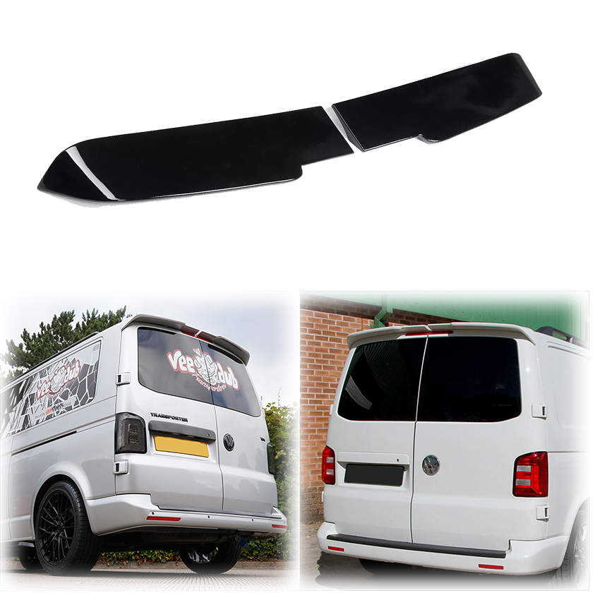 2X フォルクスワーゲン VW T5 T5.1 T6 T6.1 2 ドアトランスポーターリアスポイラールーフウィング高品質 ABS によるカーボンファイバー光沢のある黒