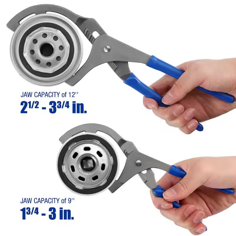 1pc 9/12 "オイルフィルタープライヤークランプタイプレンチ調節可能なハンドツールオイルフィルター 45