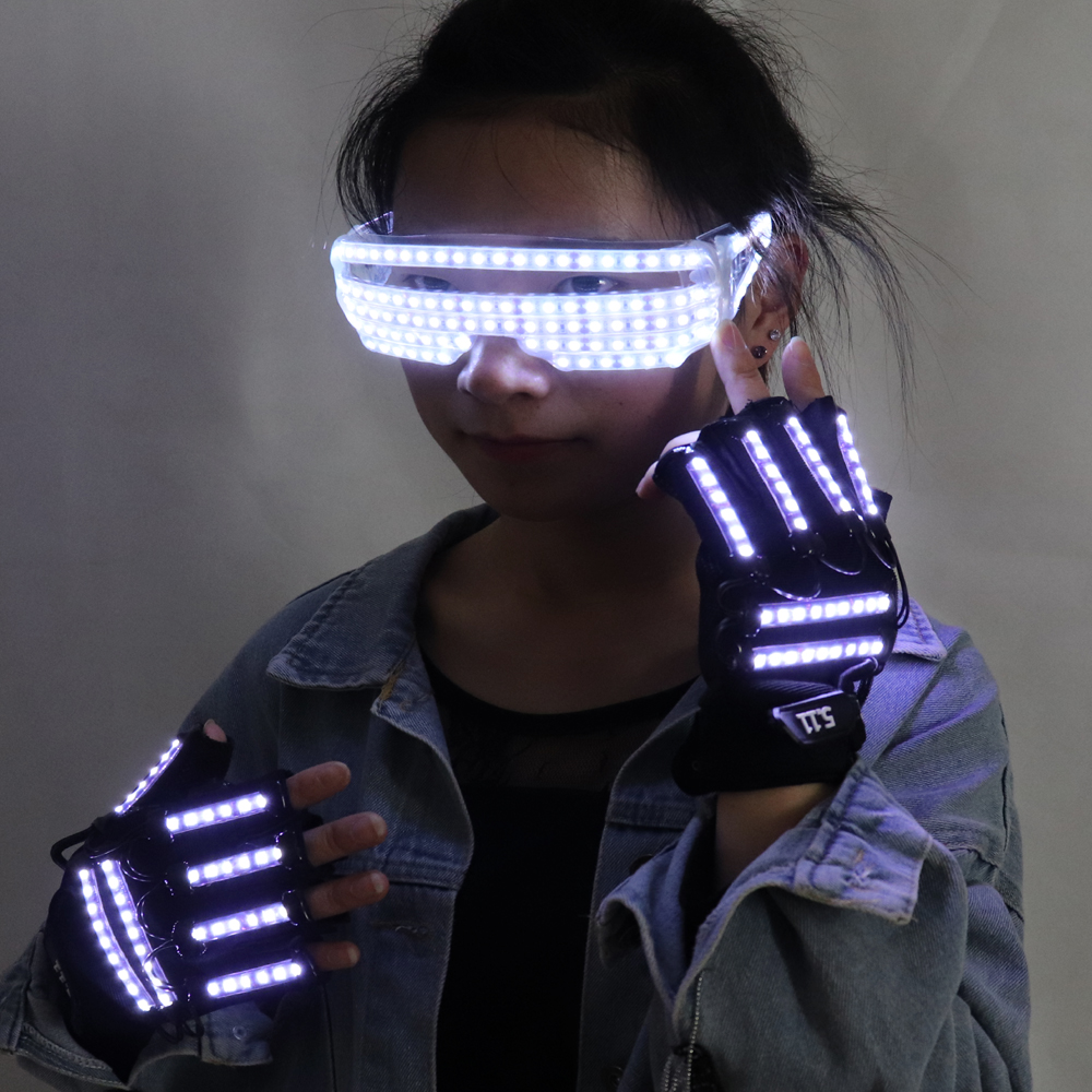 新しいデザイン LED 発光衣装 LED 発光メガネ手袋舞台小道具 LED 発光衣装