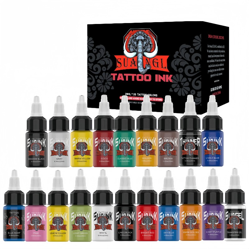 SUANGL 20 個セットプロフェッショナルタトゥーインク 20 ミリリットル各ボトル永久タトゥー顔料ボディアート絵画タトゥーアーティスト用品