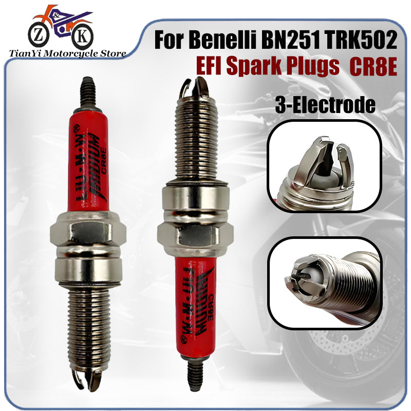 1 個 CR8E 3 電極 EFI オートバイリジウムスパークプラグベネリ Stels BN251 BN302 TNT300 TNT600 TRK502 Lengthen 10*19 ミリメートル