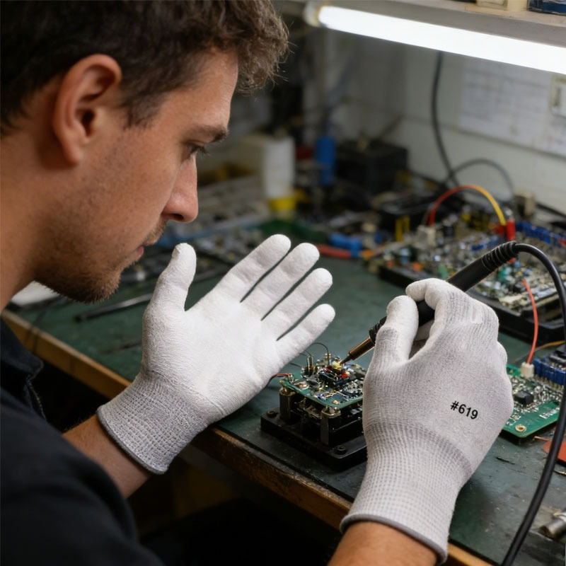 12 ペア工場ワークショップ帯電防止コーティングされた労働手袋通気性帯電防止柔軟な快適なセキュリティ保護手袋
